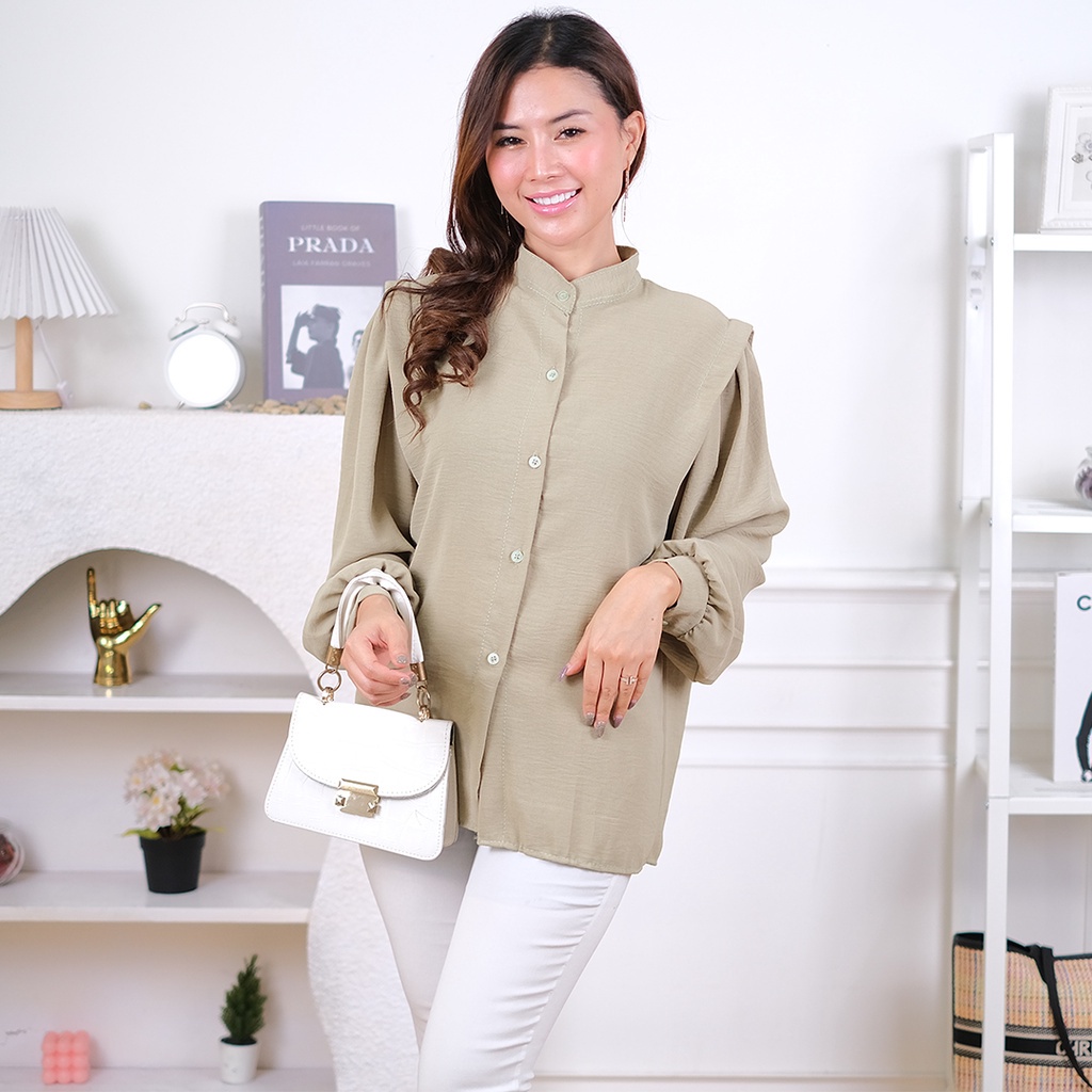 Tq88indonesia Baju Atasan Wanita Terbaru /  Keiko Blouse Lengan Panjang / Blus Polos / Busana Casual Cewek / Ootd / Outfit