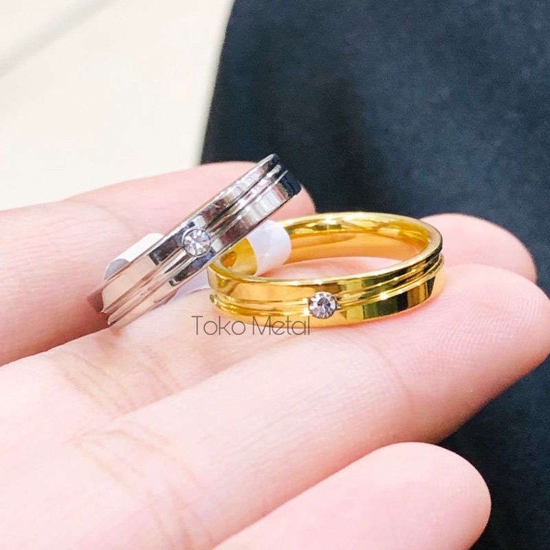 CINCIN TITANIUM MATA SATU SILVER &amp; GOLD PRIA &amp; WANITA [ Toko Metal ]