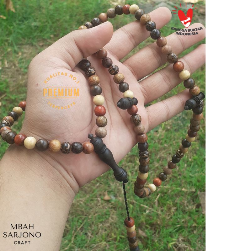 Tasbih Kombinasi 9 Kayu Nusantara 99 Super 8mm/Tasbih Combination/Tasbih 99/Tasbeh Kayu/Tasbih Musli