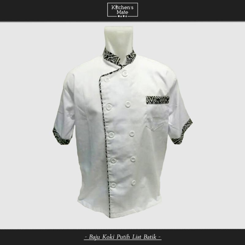 Baju Koki Putih Lis Batik