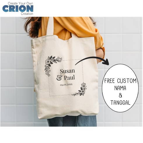 Totebag Blacu - Souvenir/Kado Pernikahan - Bisa Custom Nama - By Crion