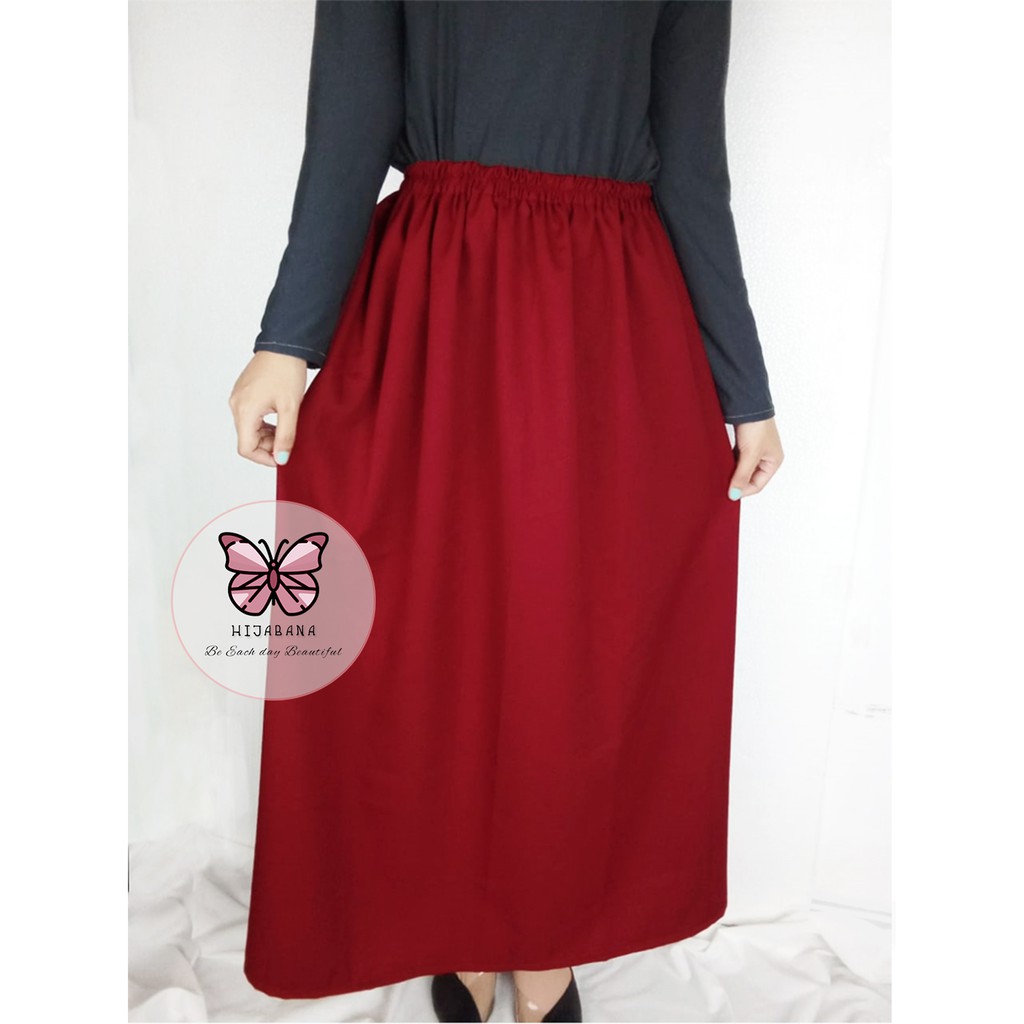 Rok Moscrepe Premium Tebal - Rok Polos Muslimah - Rok Panjang Moscrepe Mayung-2