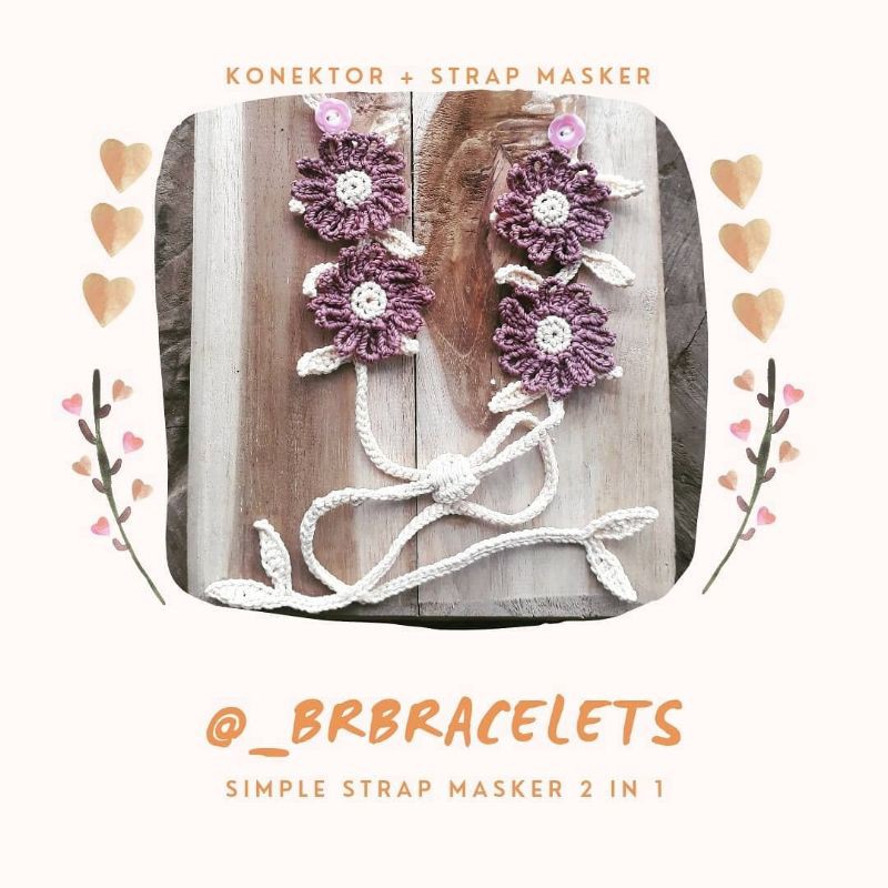 Strap Mask 2 in 1 / strap masker rajut bunga