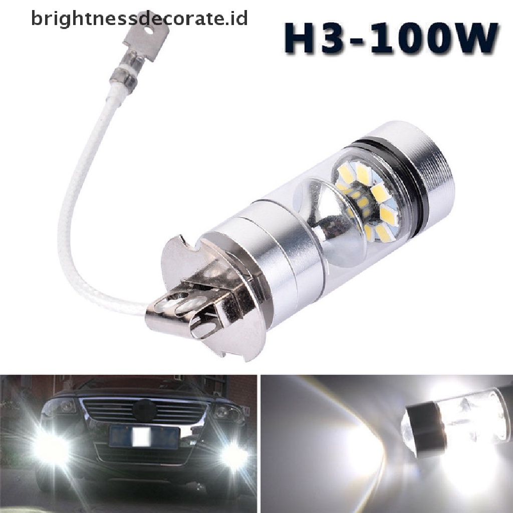 2pcs Lampu Kabut Drl Led H3 High Power 2828 100w 1000lm Warna Putih Untuk Mobil