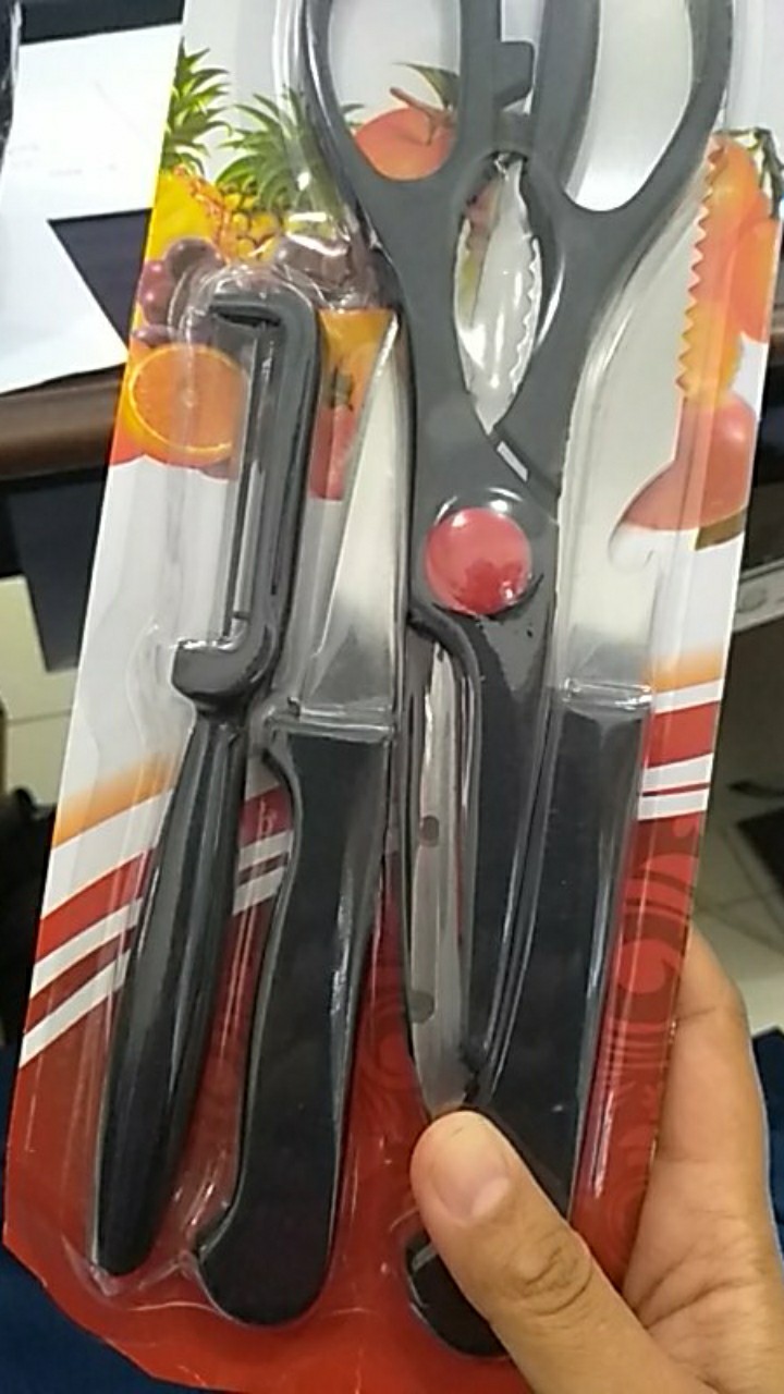 Cod - J9 - Beldeco - Set Pisau Dapur - Set Pisau Premium 4in1 Homebelle Stainless Steel Import