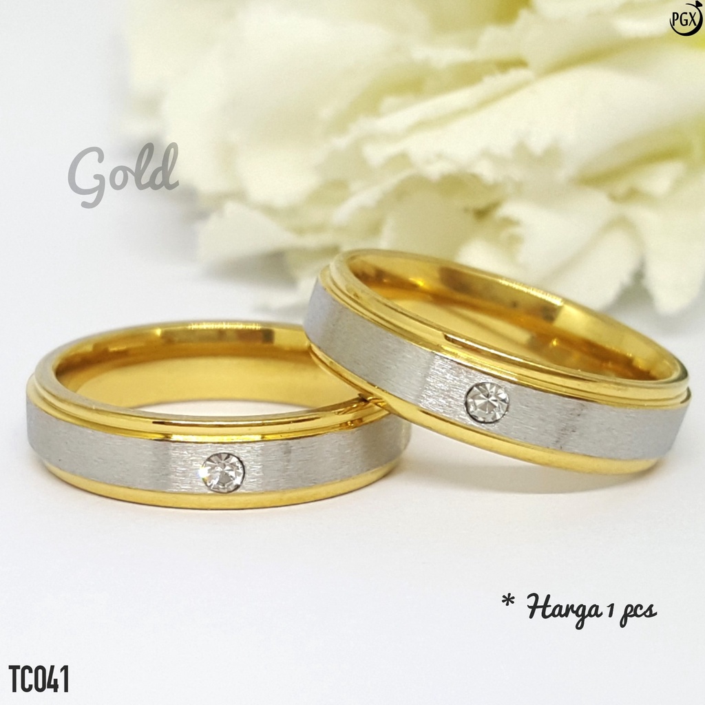 PGX Cincin Titanium Couple Hitam Aksesoris Fashion Perhiasan Anti Karat - TC041