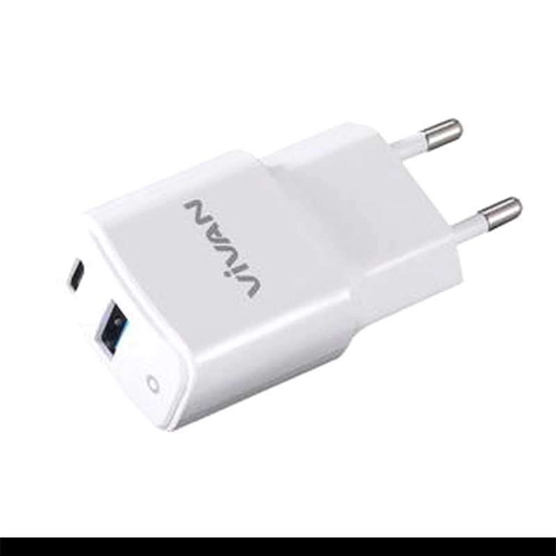 VIVAN charger TYPE - C dan USB 3A Power Super 18W DUAL PORT CHARGER QC3.0+PD