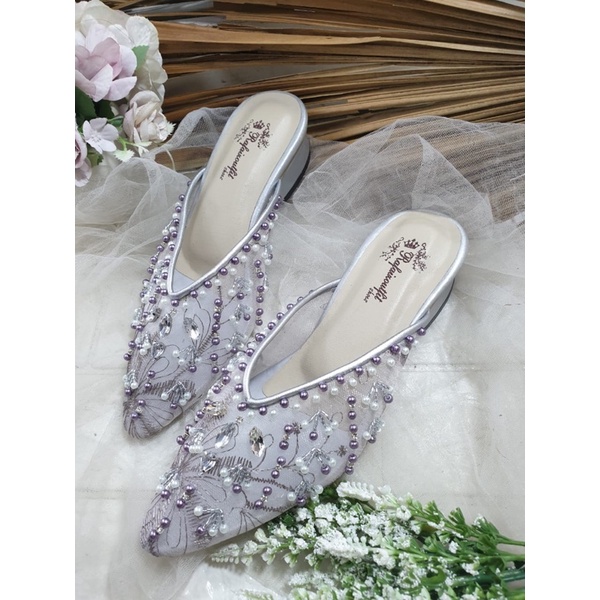 sepatu Marrisa purple silver 3cm tahu