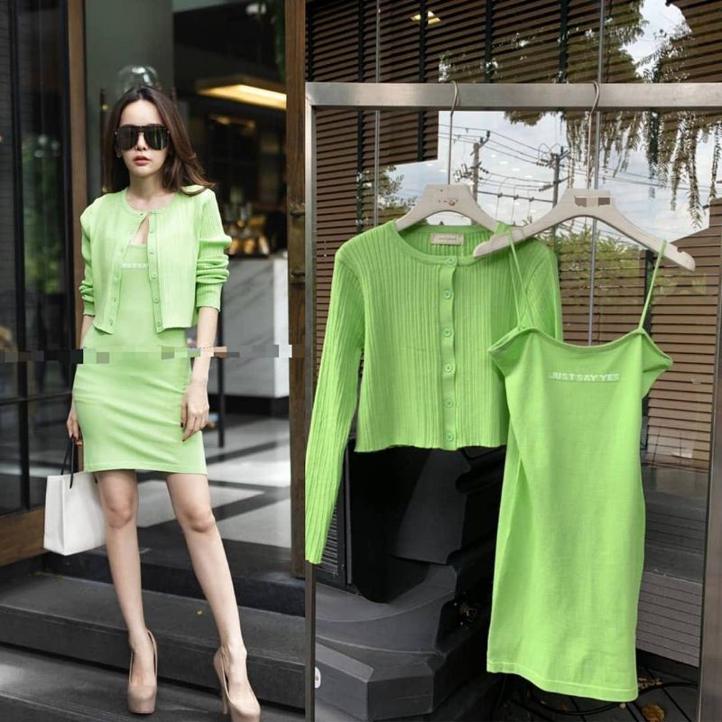 set 2in1 cardigan set dress /dress import/dress rajut /