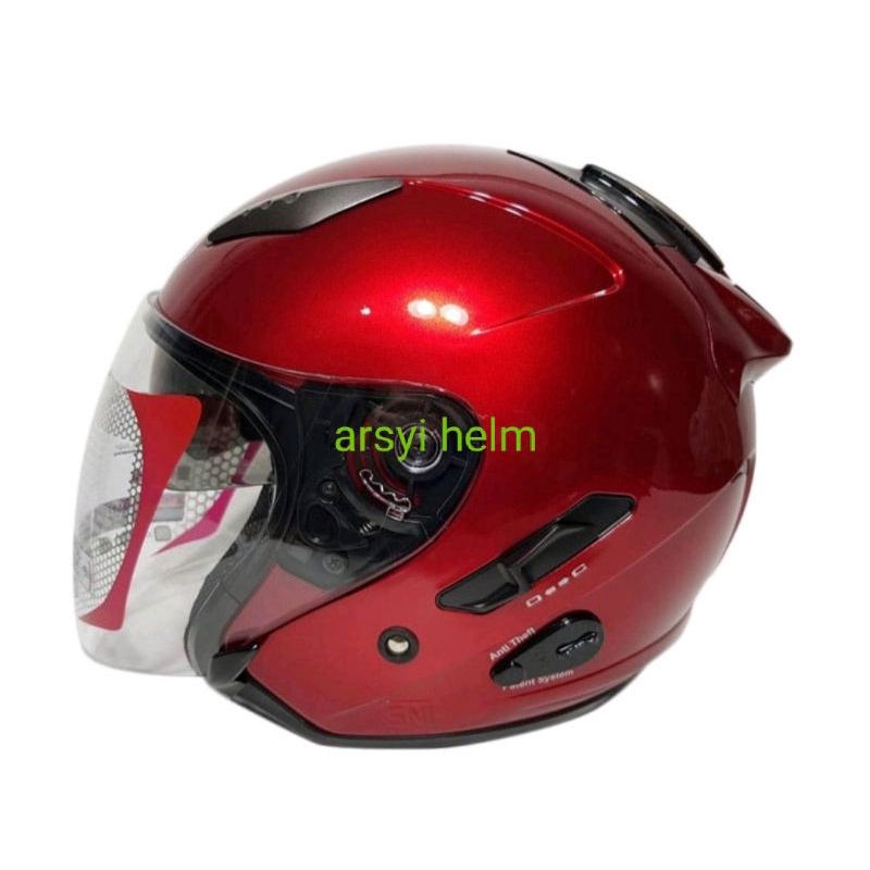 HELM KYT GALAXY FLAT R MERAH MARON_DOUBLE VISOR