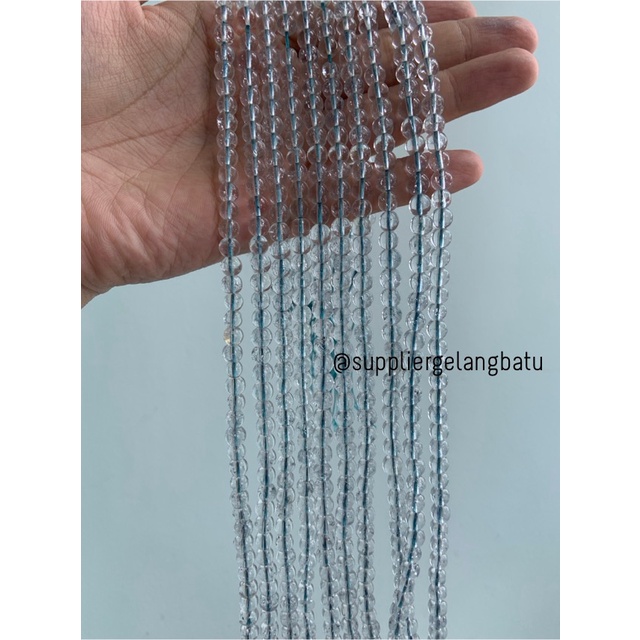 semi stone rutilated kuarsa BLUE quartz 6mm BIRU bintik gelang kalung