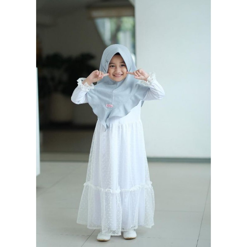 Sandra series gamis anak putih by abika
