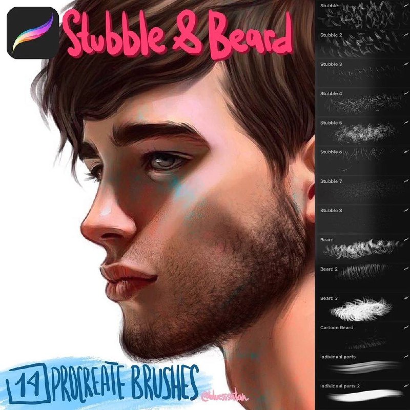 Procreate Brush - Stubble &amp; Beard Procreate Brushes by Bluesssatan