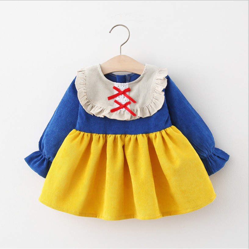 778 Dress anak bayi/baju dress anak /pakaian bayi anak perempuan motif pita warna kuning biru premium