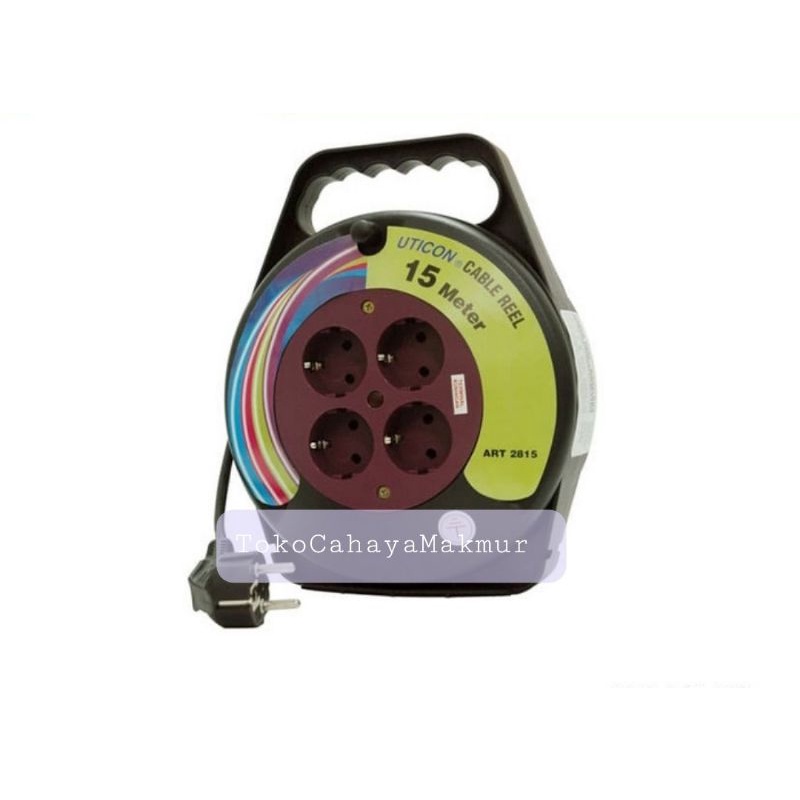 UTICON Stop Kontak 4LB Kabel Roll 15M 15Meter + Lampu Indikator CR-2815