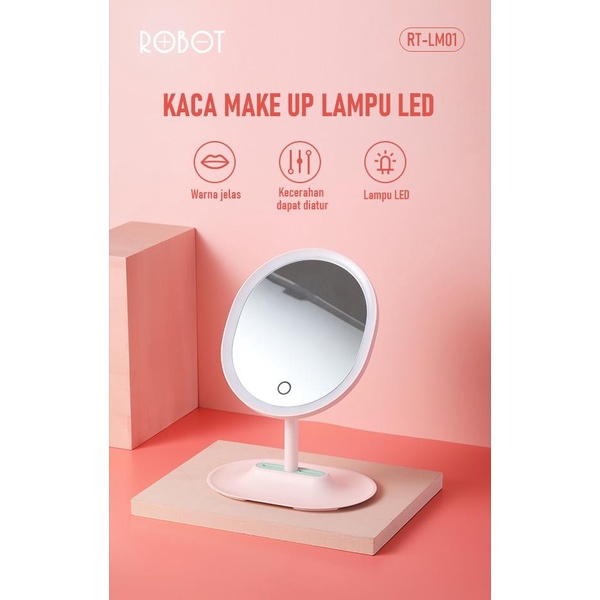 Robot RT-LM01 Dekstop Vertical Double Mirror LED Kaca Make UP Portable / Cermin Lampu