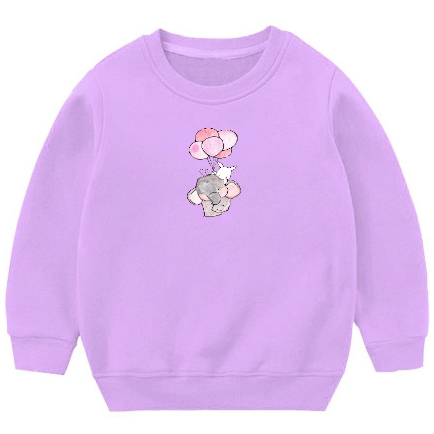 Sweater Crewneck Anak Balita Motif Baloons Elephant Bahan Pleece Terbaru