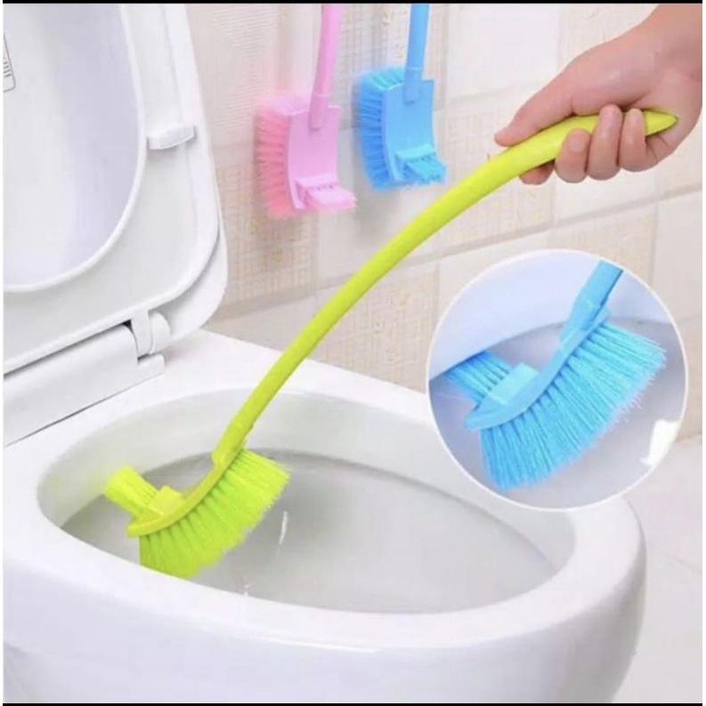 A90 NEW Sikat Kloset WC 2 Sisi Gagang Panjang Double Side Toilet Brush