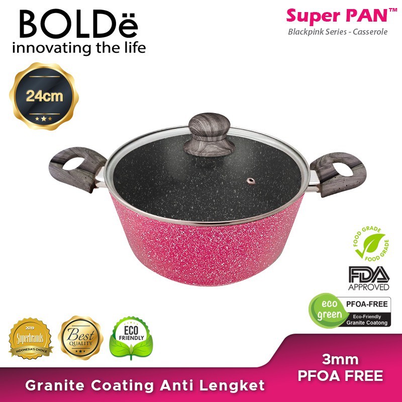 Casserole 24cm dan Penutup Original BOLDe BLACK PINK