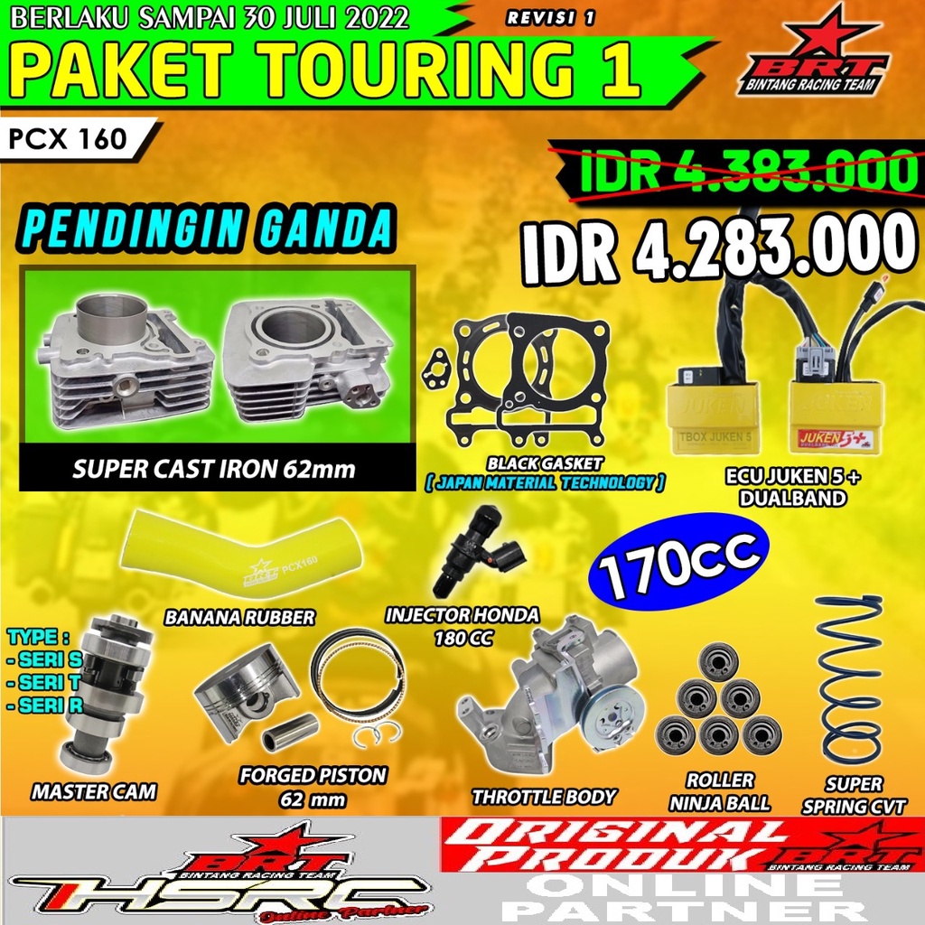 PAKET BORE UP BRT Honda PCX 160 Vario Racing Harian All New Matic Blok Silinder Noken as ECU TB Roll