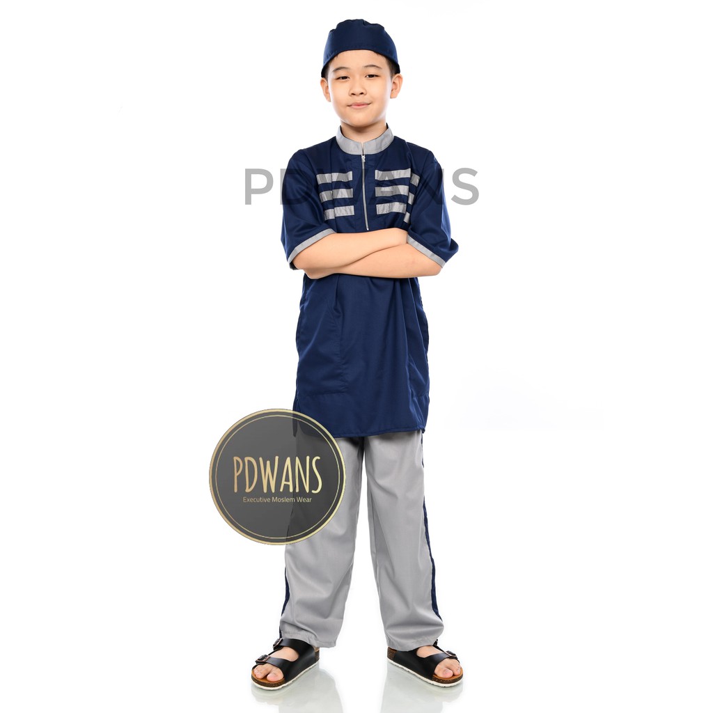 BAJU KOKO Setelan Pakistan Anak Warna Katun Toyobo Resleting 5 6 7 8 9 10 Tahun TYB01A - PDWANS