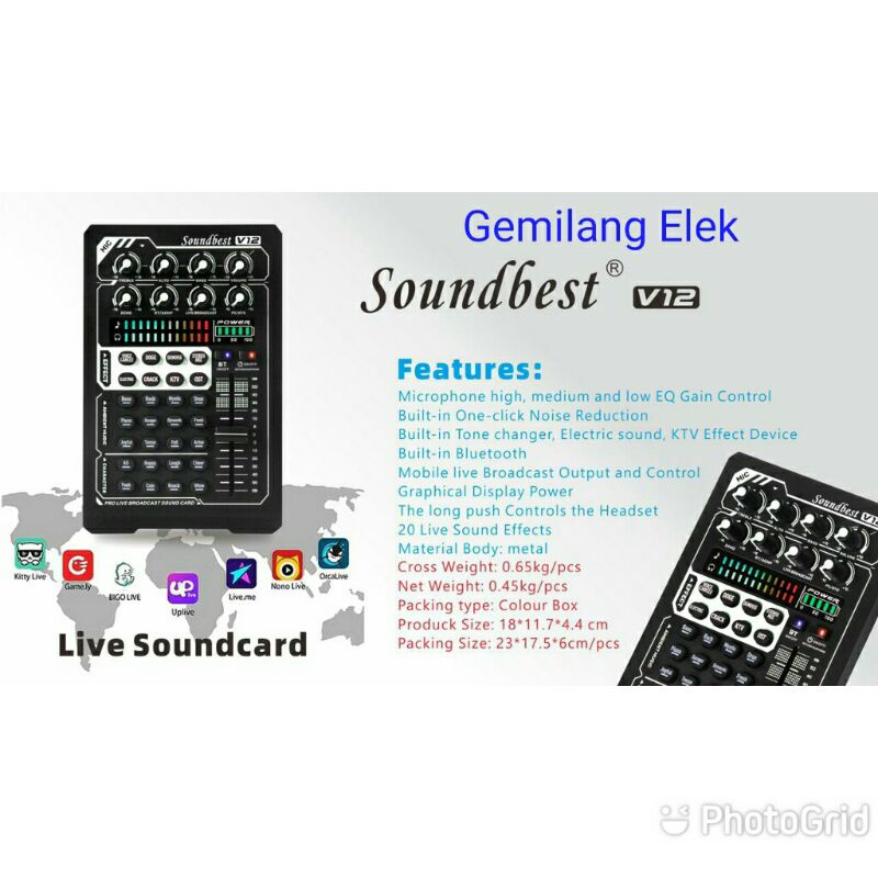 Sound Card SOUNDBEST V12 LIVE MIXER STREAMING YOUTUBE BIGO LIVE