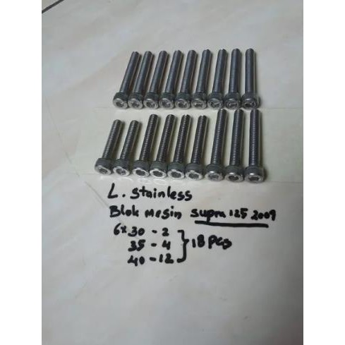baut blok L set stainless motor supra x125 2009