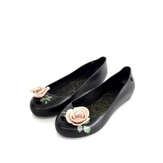 Melissa Flat Shoes Ultra Girl Beauty and the Beast Rose disney spatu original authentic black