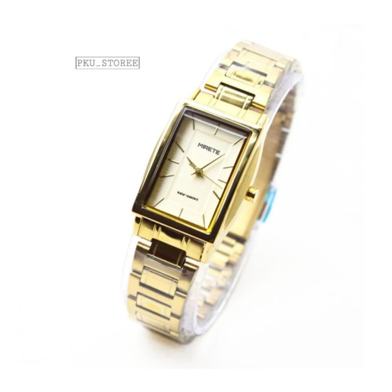 JAM TANGAN CEWEK TAHAN RANTAI STAINLIS STEL  FREE BATRAI JAM TANGAN KASUAL WANITA MIRETE SERIES TERBARU COD BAYAR DI TEMPAT