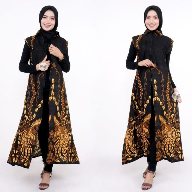 LONGCARDY BATIK WANITA CARDIGAN OUTER MONOKROM BAJU PEREMPUAN SERAGAM KEREN