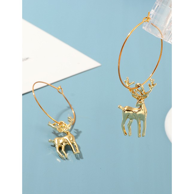 LRC Anting Hoops Fashion Gold Alloy Elk Ring Earrings D28018