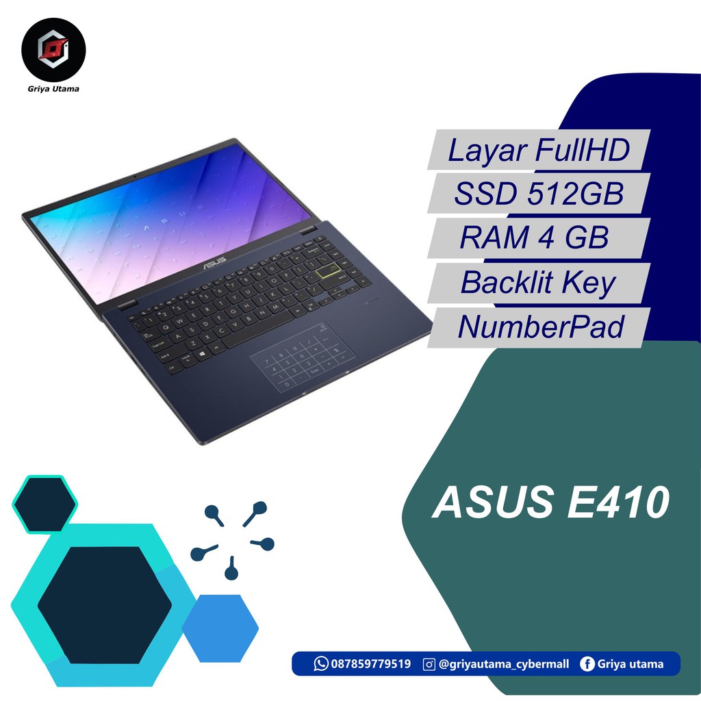 Asus E410MAO FHD454 / FHD456 Intel N4020 RAM 4GB 512GB SSD 14