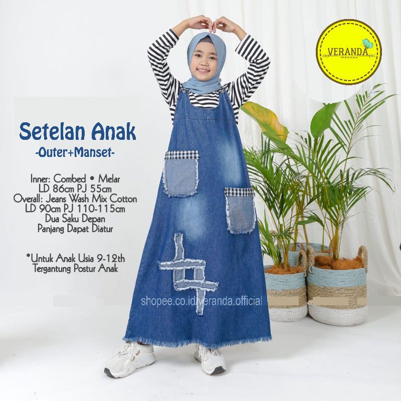 Tamea Setelan Overall Anak Perempuan Tanggung 9-12 Tahun PLUS MANSET One Set Baju Kodok Rok Panjang 