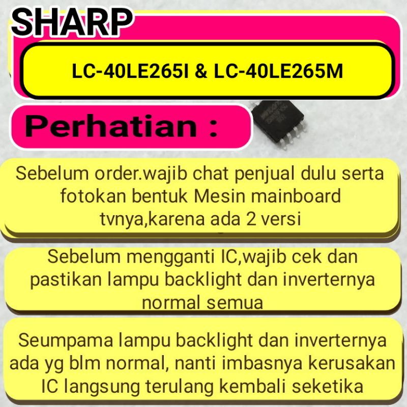 ic eprom memory tv led sharp LC-40LE265I LC-40LE265M