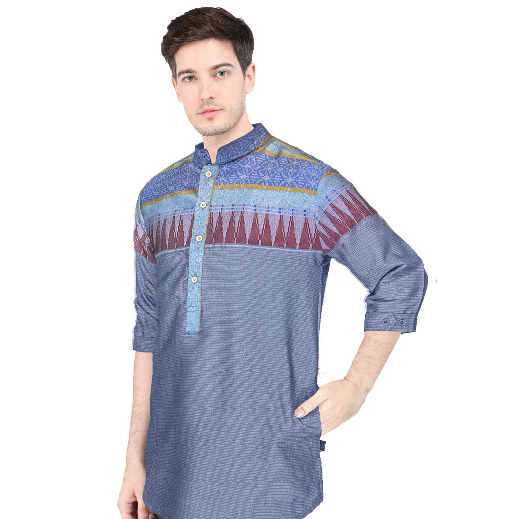 Baju Koko pria songket premium warna Navy original IYYAKA