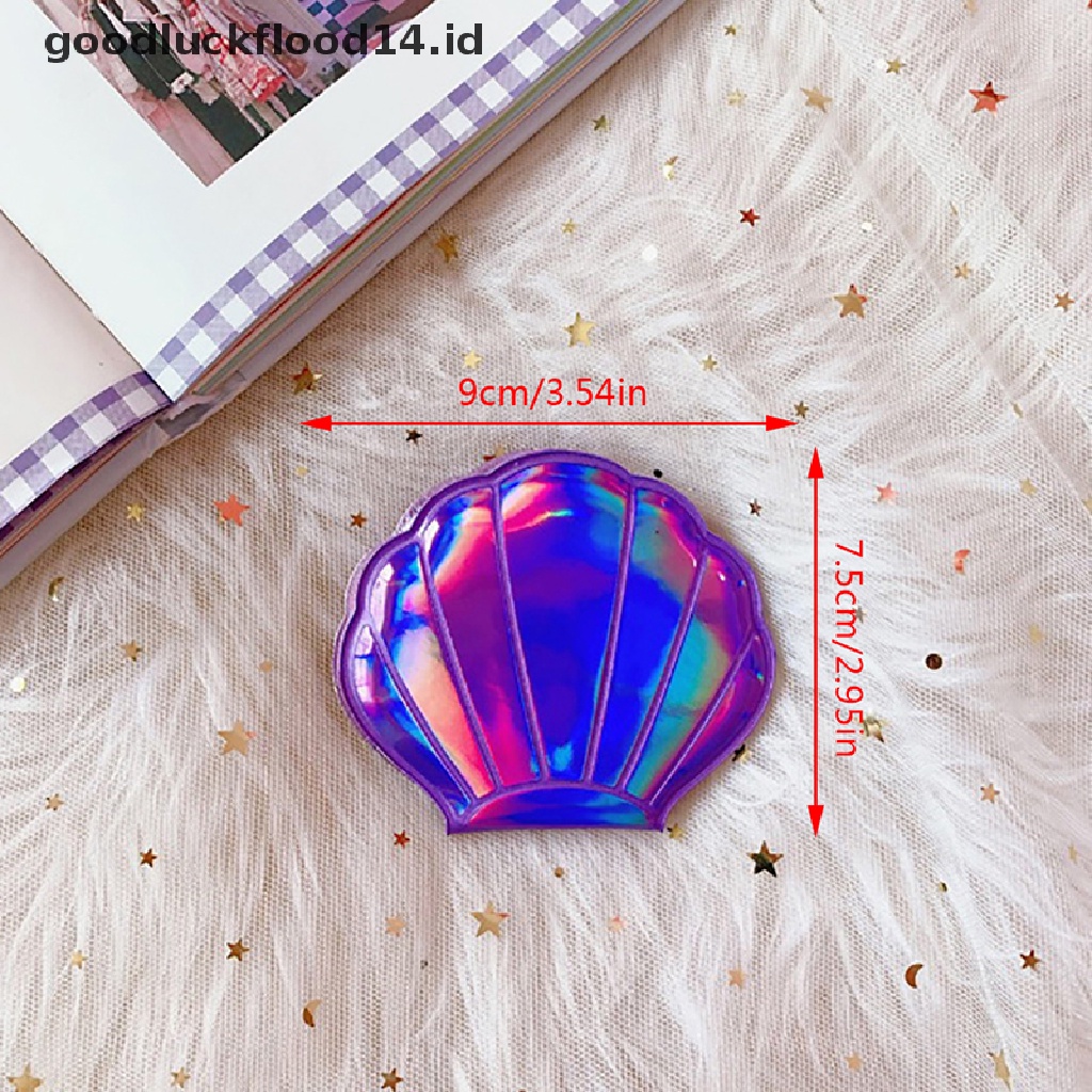 [OOID] Sea Shell Shape Compact Cosmetic Mirror PU Leather Double Sided Makeup Magnifier ID