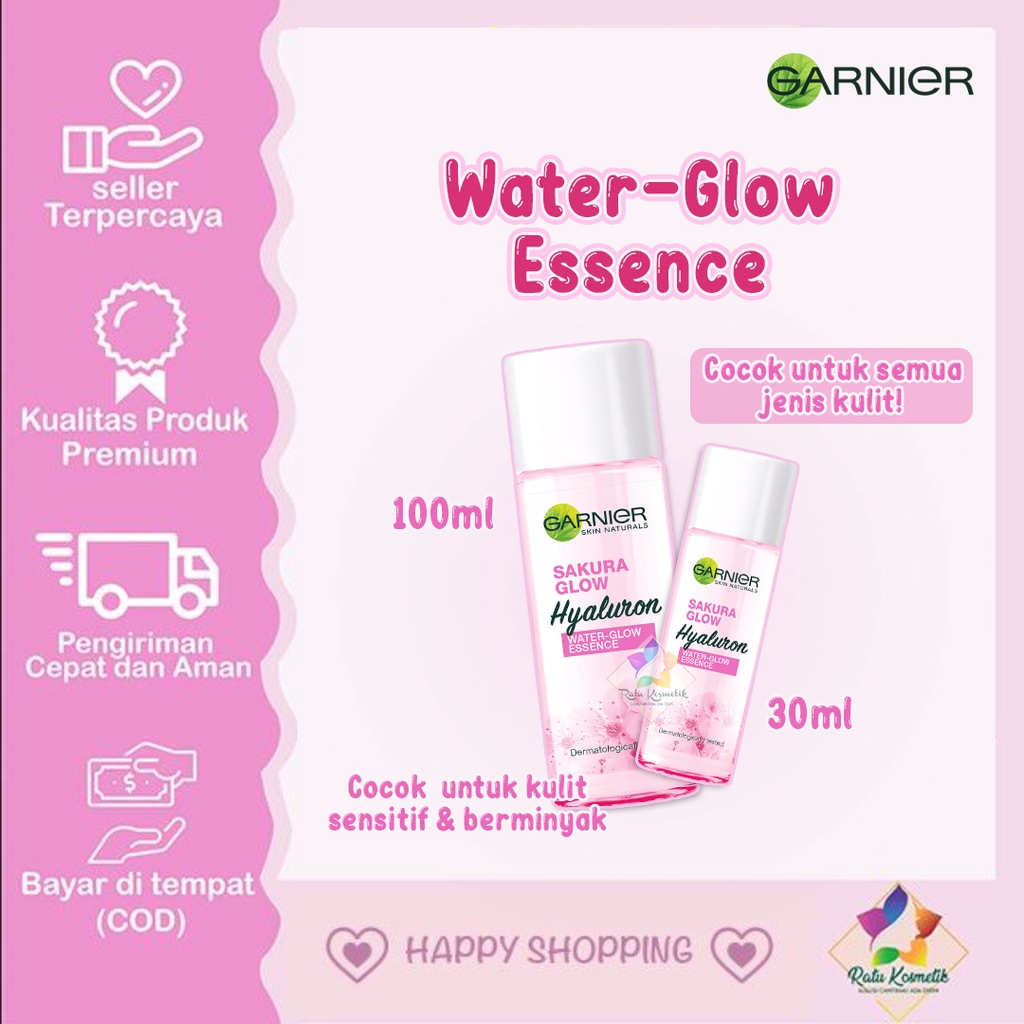 ❤ RATU ❤ Garnier Sakura Glow Hyaluron Water Glow Essence Glow Skin 30ml | 100ml ✔️BPOM