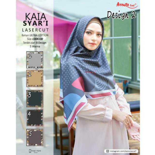 Hijab jilbab segi empat jumbo motif kaia syari by azzura  