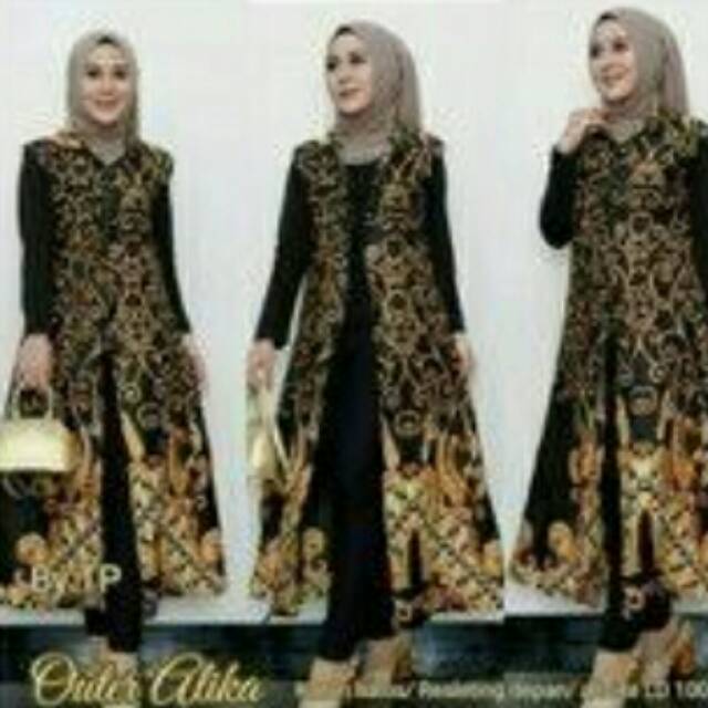 Cardigan batik tanpa lengan trendy