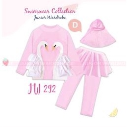 Baju Renang anak Motif Kuromi / Melody / Cinnamorol  S396 / Mocha X AS 1 dengan hijab