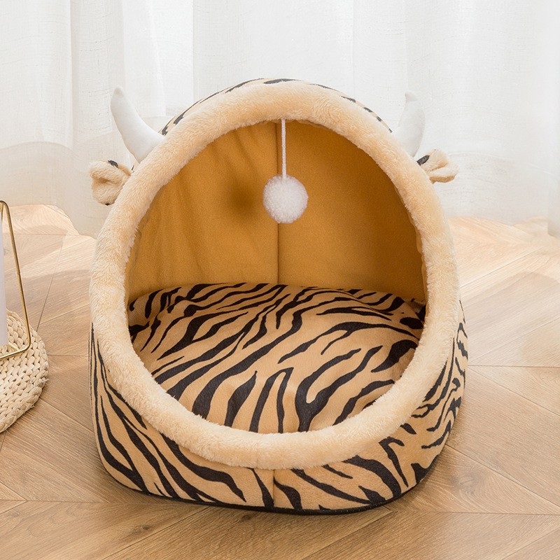 Rumah Tempat Tidur Kucing motif Tiger Mouth  + Bantal