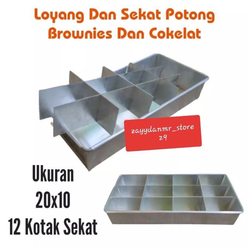 LOYANG BROWNIES SEKAT COKLAT UKURAN 20X10X4CM ISI SEKAT 15 LUBANG PERALATAN MASAK