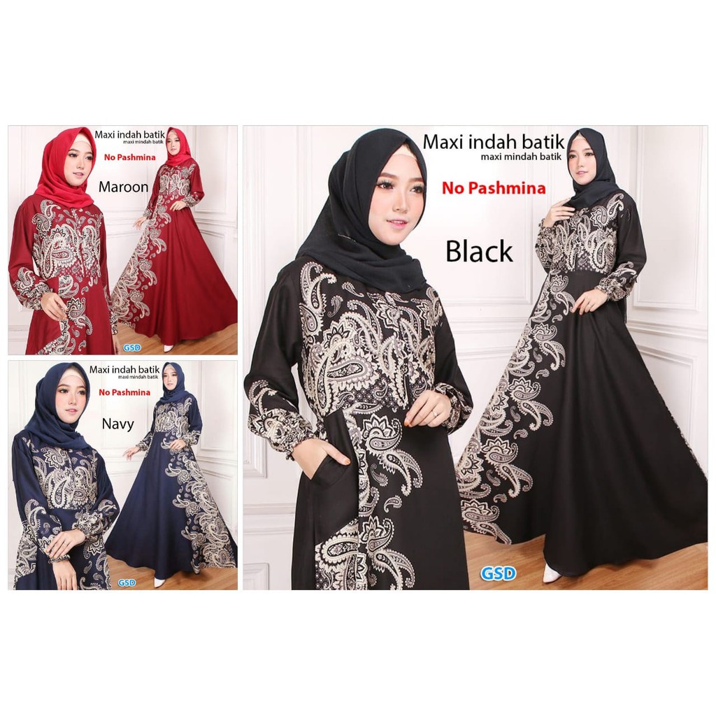 Maxi indah batik/maxi midah/terusan muslim wanita/terusan panjang wanita/terusan maxi/terusan batik