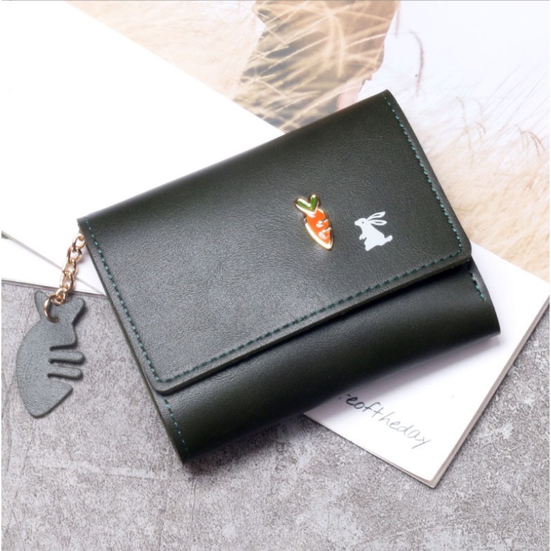 FINOM WORTEL - Dompet Mini Lipat Wanita Motif Polos Trendi