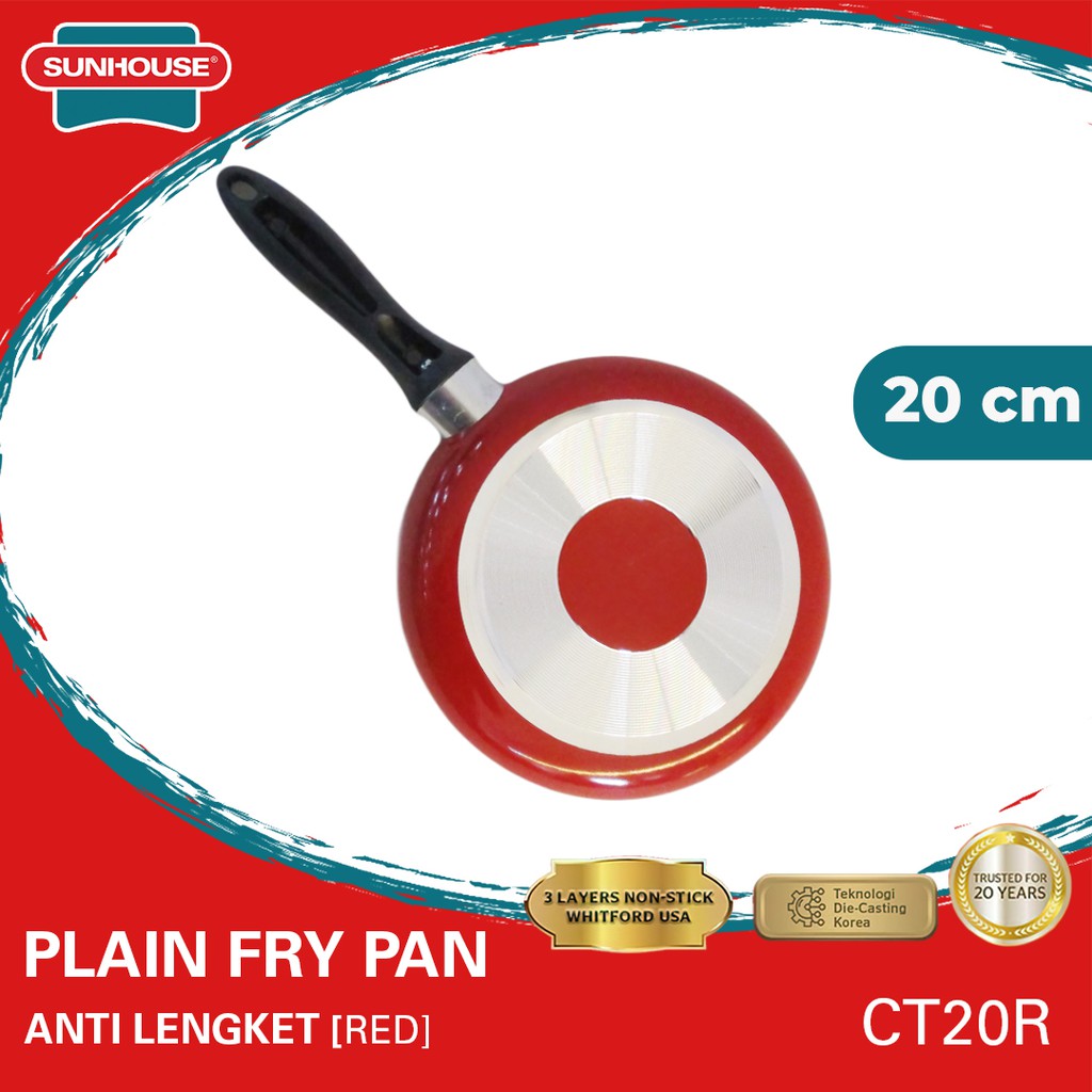 Sunhouse CT20R Frypan Anti Lengket Hitam Merah 20 cm 1 Pcs