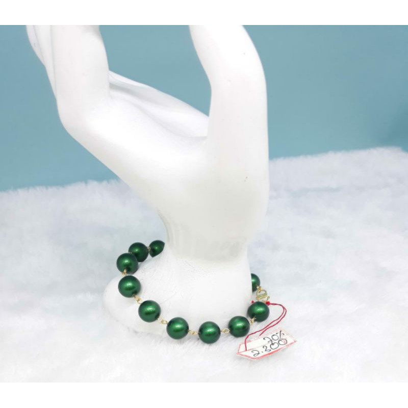 GL673H165H gelang mata batu hijau emas kuning asli perhiasan bola bulat antik mewah elegan new