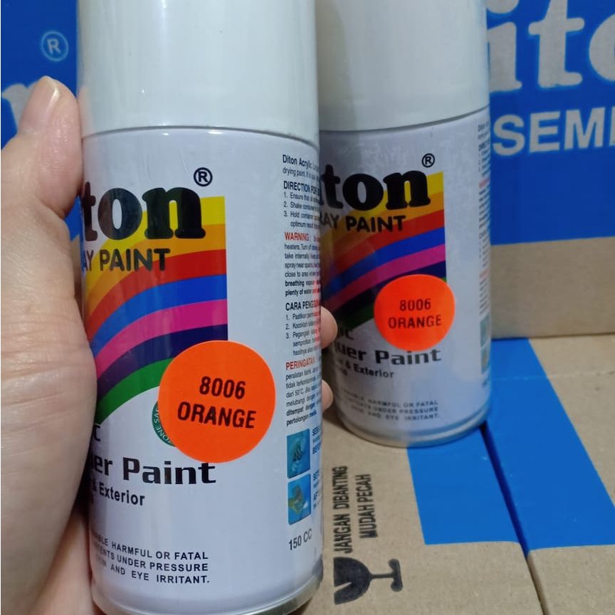 Pilox Cat Semprot DITON Spray Paint Acrylic Lacquer Paint - 8006 ORANGE / Stabilo Orange / Fluorescent Orange (150cc/Kecil)