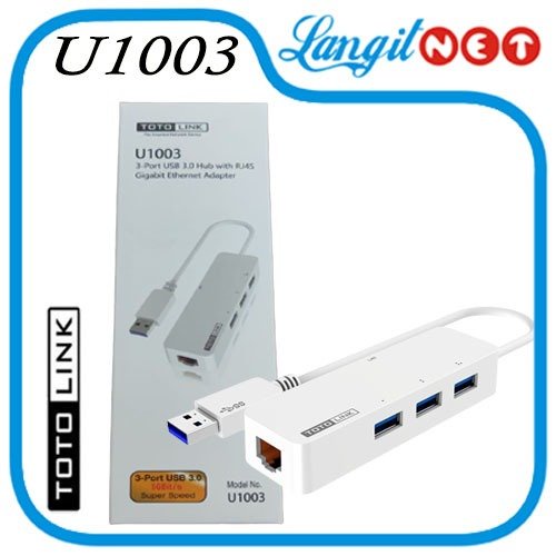 TOTOLINK  U1003 3-PORT USB 3.0 HUB RJ45 GIGABIT ETHERNET ADAPTER