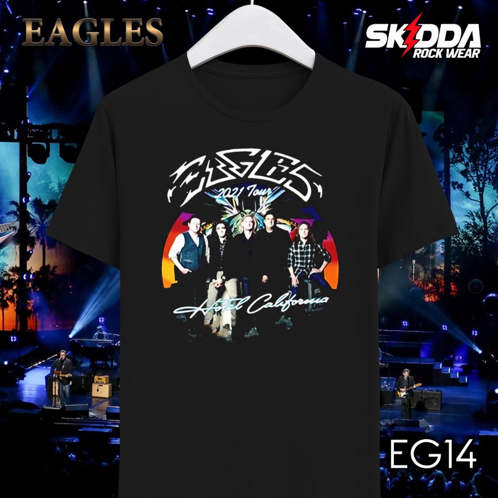 T Shirt Kaos Band EAGLES - Tour 2021- Premium Black NSA