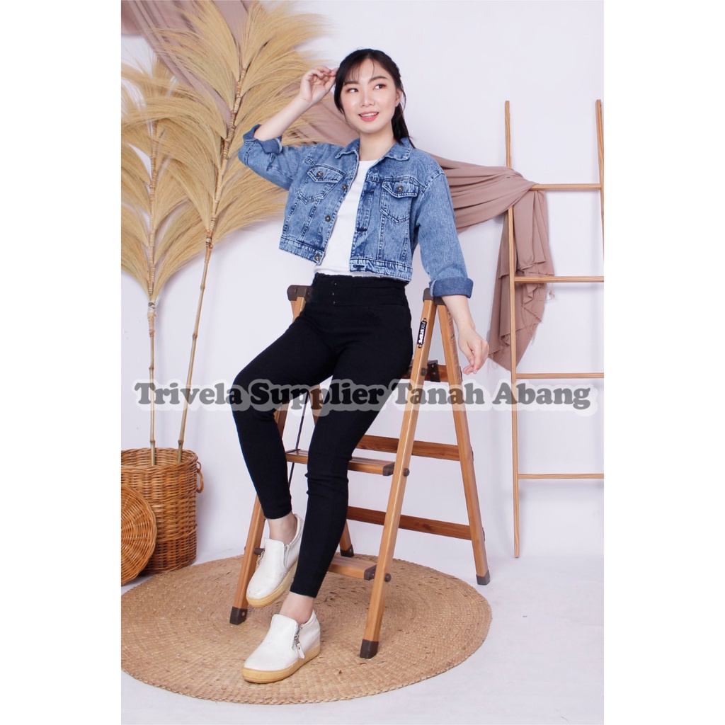 JACKET JEANS CROP BELLA / JAKET JEANS CROP WANITA